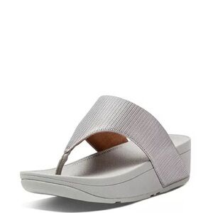 FitFlop Silver Women's Textured Glitz Toe-Post Sandals size 7